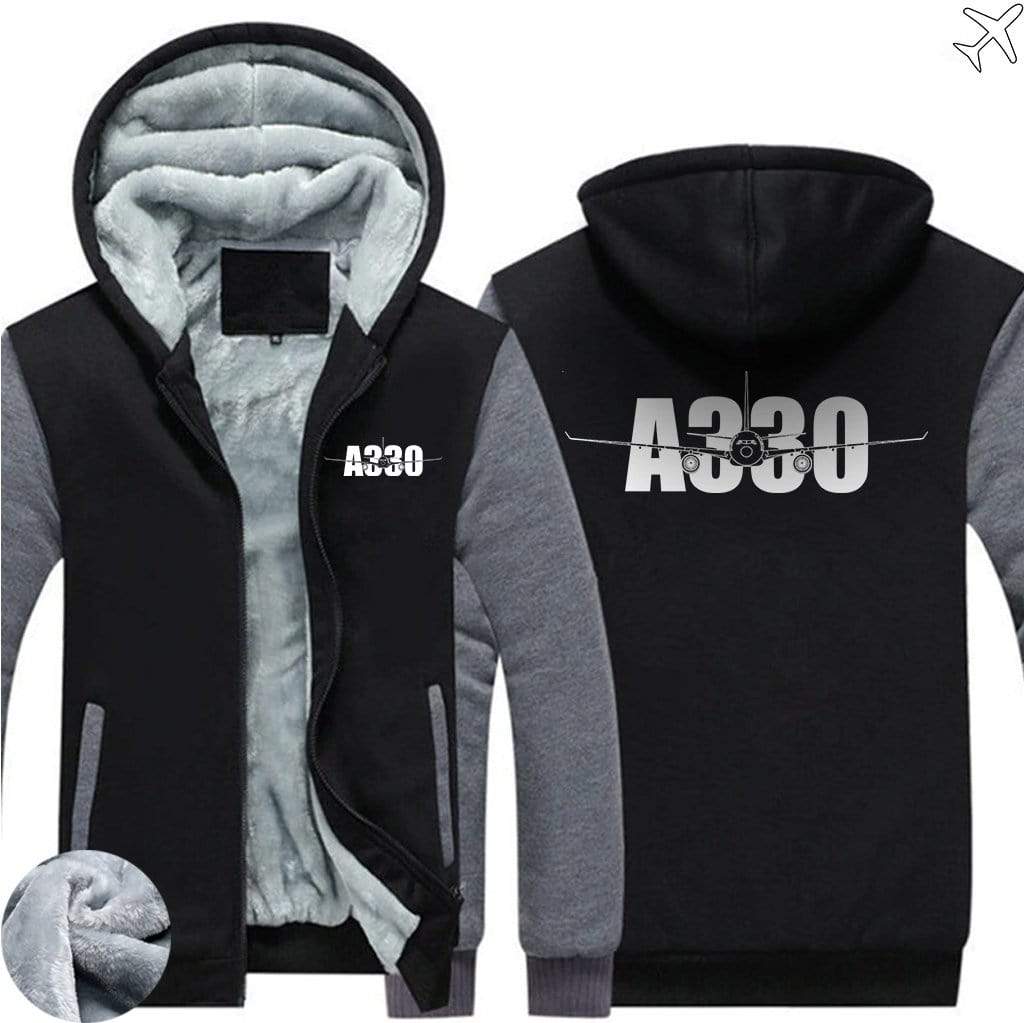 AIRZT sweatshirt Black Gray / S Airbus A330 Zipper Sweaters