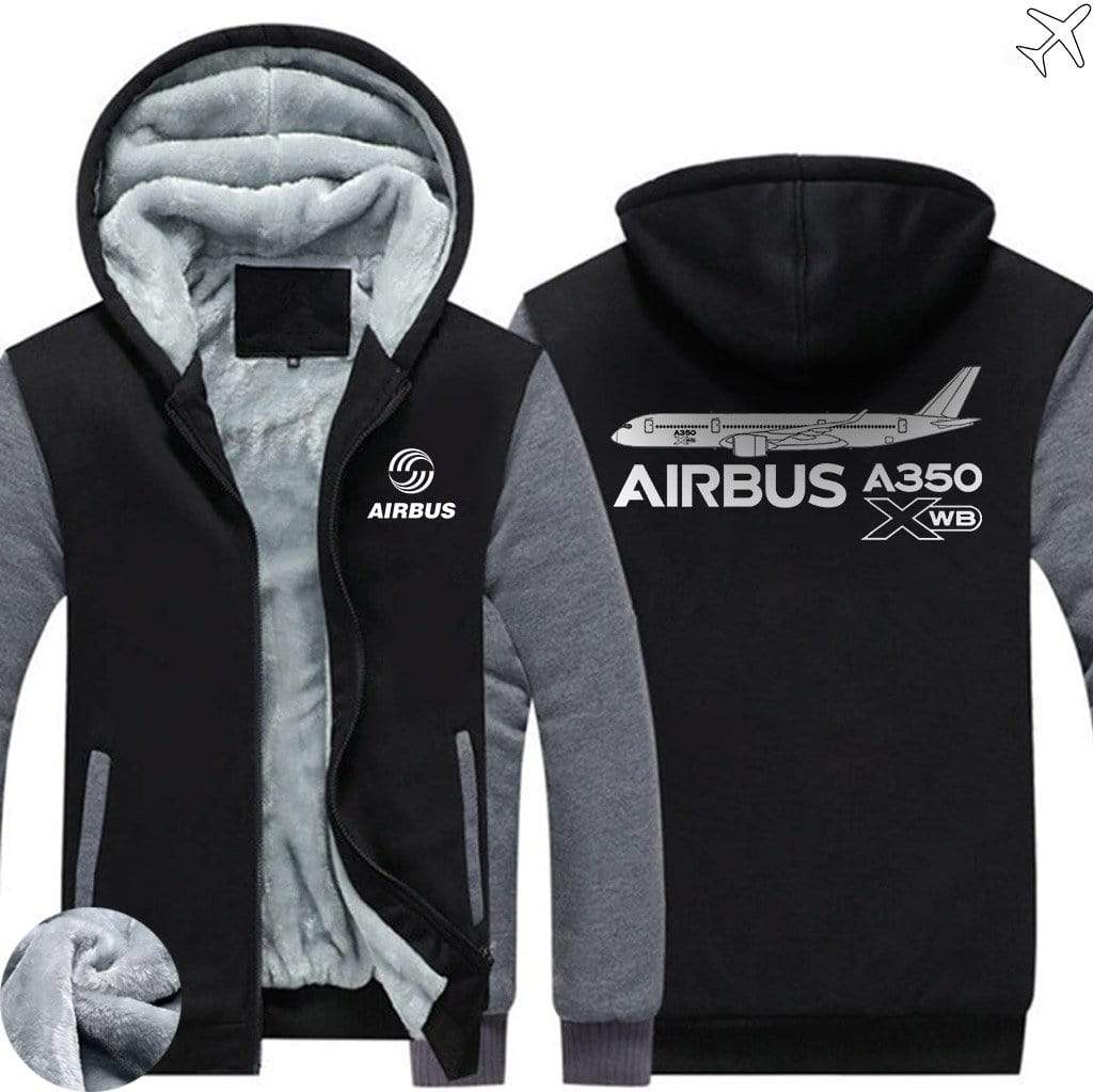 AIRZT sweatshirt Black Gray / S Airbus A350 XBW Zipper Sweaters