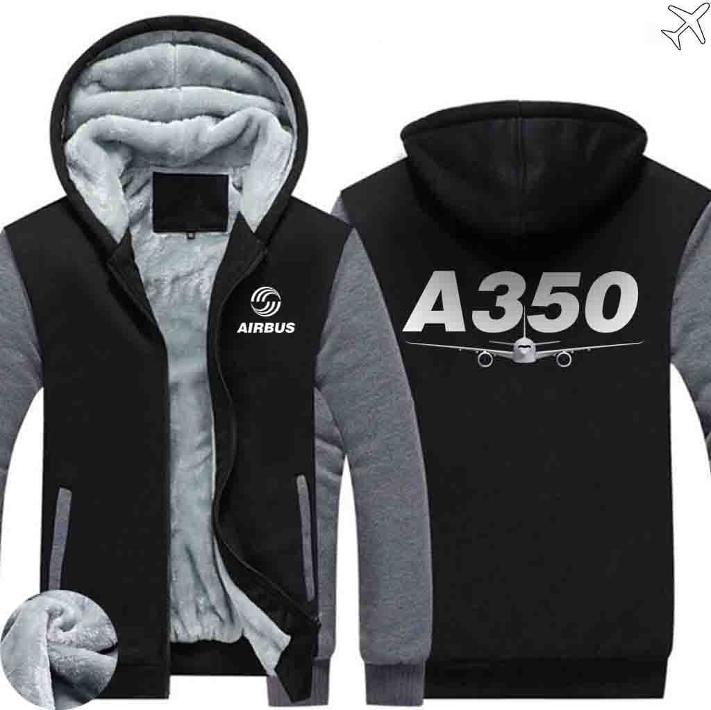 AIRZT sweatshirt Black Gray / S Airbus A350 Zipper Sweaters