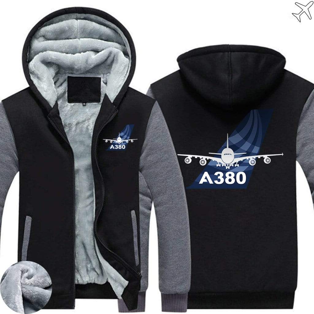 AIRZT sweatshirt Black Gray / S Airbus A380 Zipper Sweaters