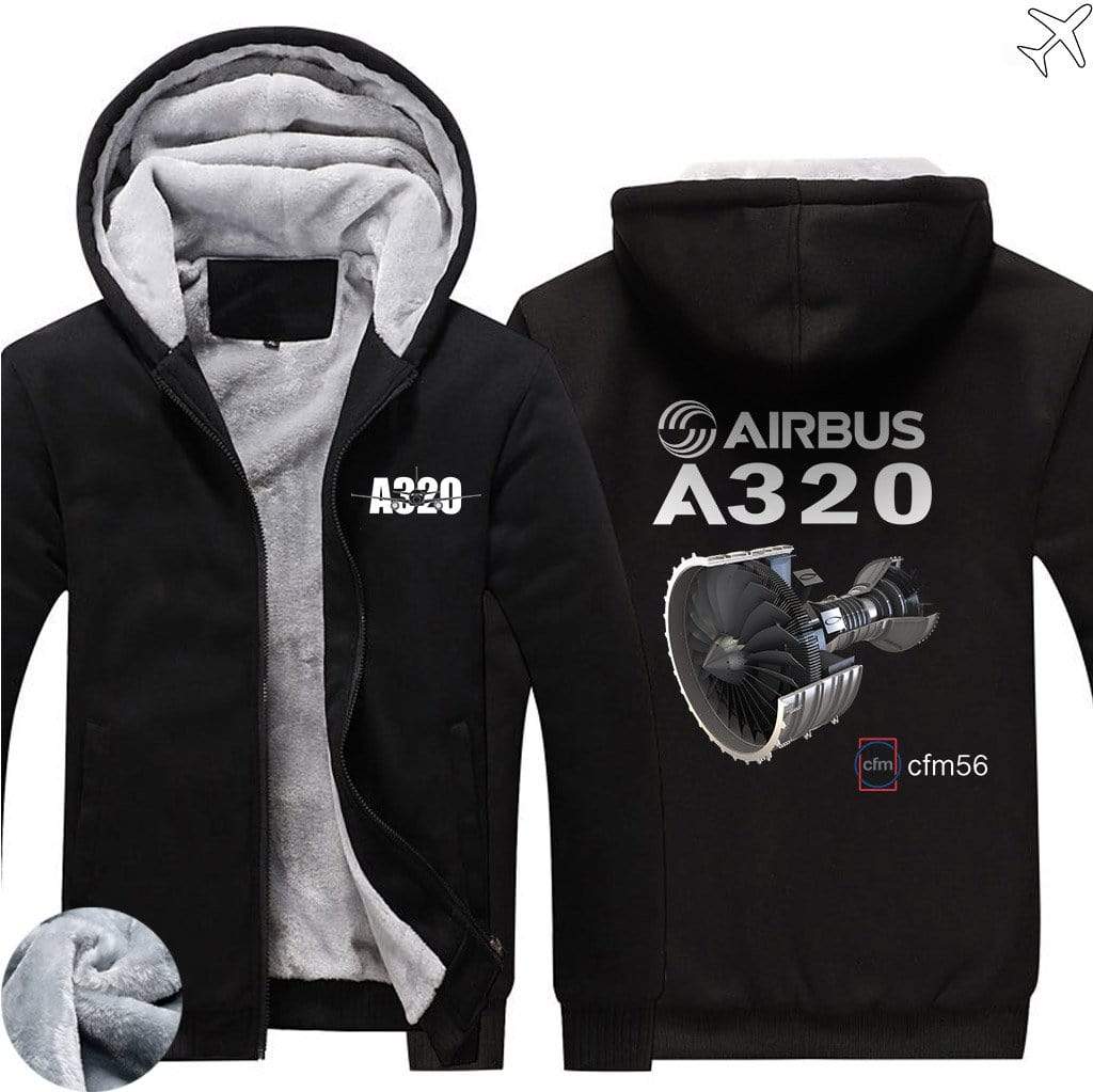 AIRZT sweatshirt Black / S Airbus A320 CFM 56 Zipper Sweaters