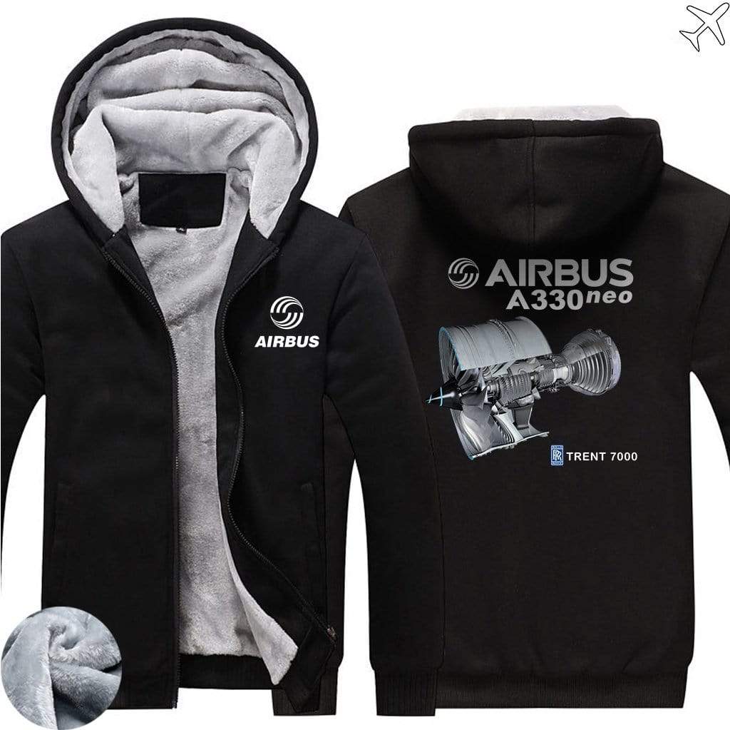 AIRZT sweatshirt Black / S Airbus A330 neo Zipper Sweaters