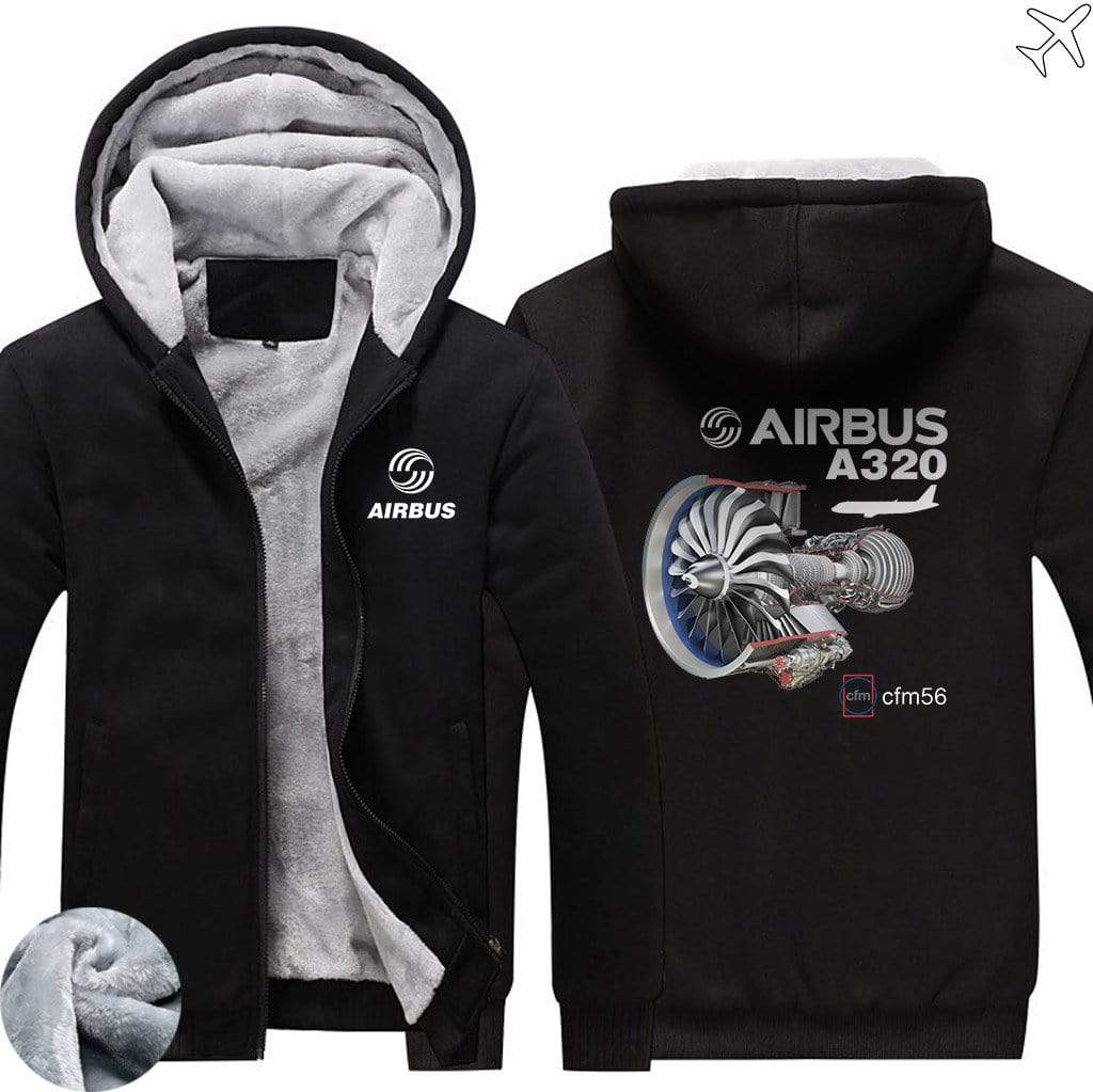 AIRZT sweatshirt Black / S Airbus A350 CFM 56 Zipper Sweaters