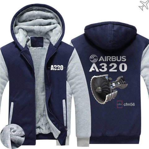 AIRZT sweatshirt Blue / S Airbus A320 CFM 56 Zipper Sweaters