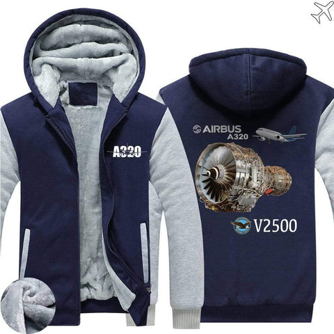 AIRZT sweatshirt Blue / S Airbus A320 V2500 Zipper Sweaters