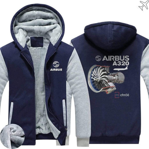 AIRZT sweatshirt Blue / S Airbus A350 CFM 56 Zipper Sweaters