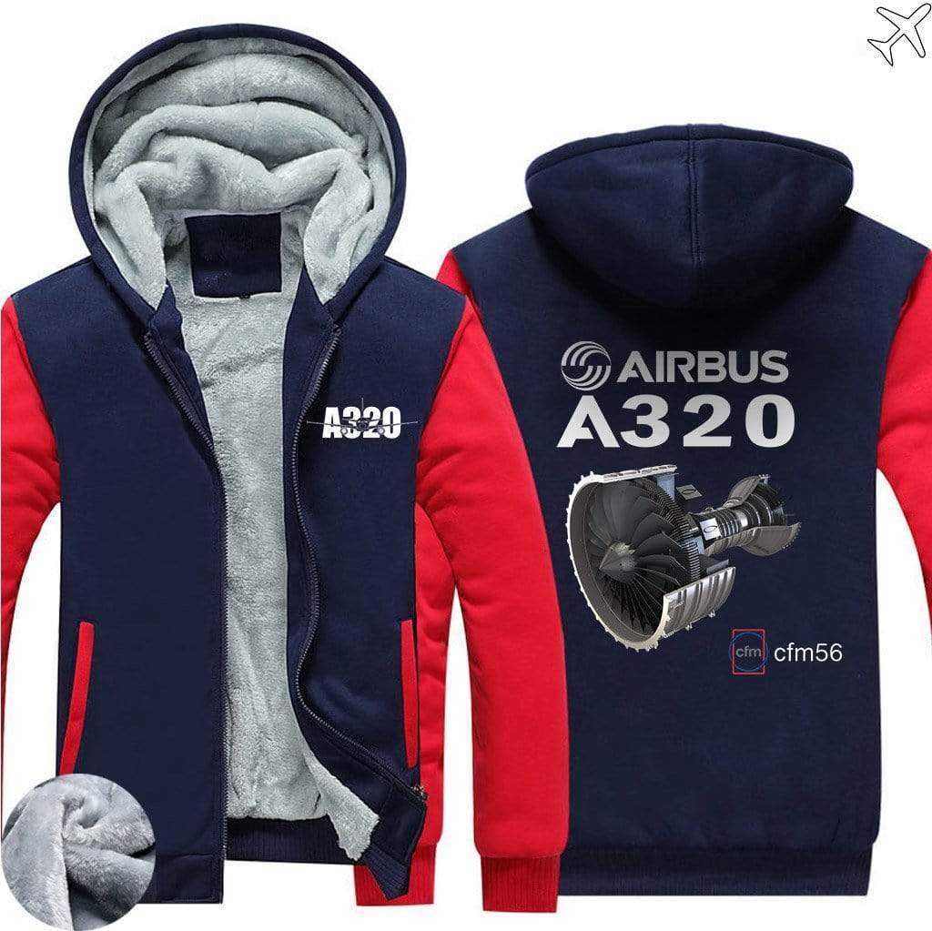 AIRZT sweatshirt Red / S Airbus A320 CFM 56 Zipper Sweaters