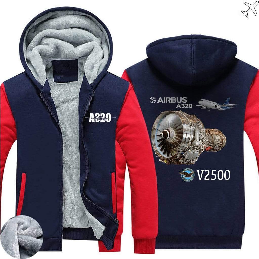 AIRZT sweatshirt Red / S Airbus A320 V2500 Zipper Sweaters