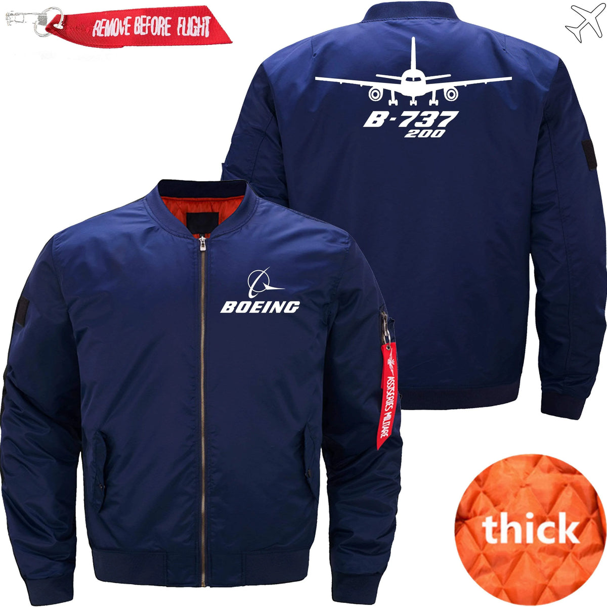 BOEING 737-200 ETET BOMBER JACKET FLIGHT JACKET AVIATOR JACKET