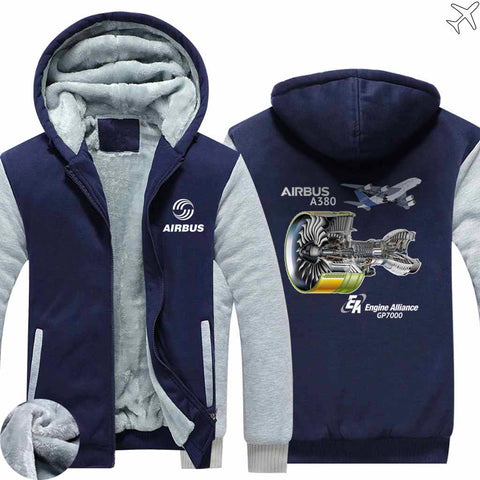 PILOTSX HOODIES AIRBUS A380 GP7000 ENGINE Zipper Sweaters