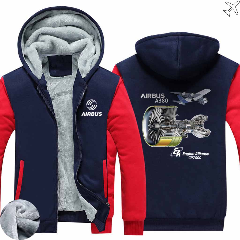 PILOTSX HOODIES AIRBUS A380 GP7000 ENGINE Zipper Sweaters