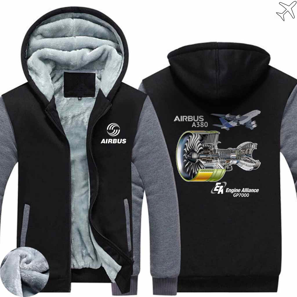 PILOTSX HOODIES AIRBUS A380 GP7000 ENGINE Zipper Sweaters