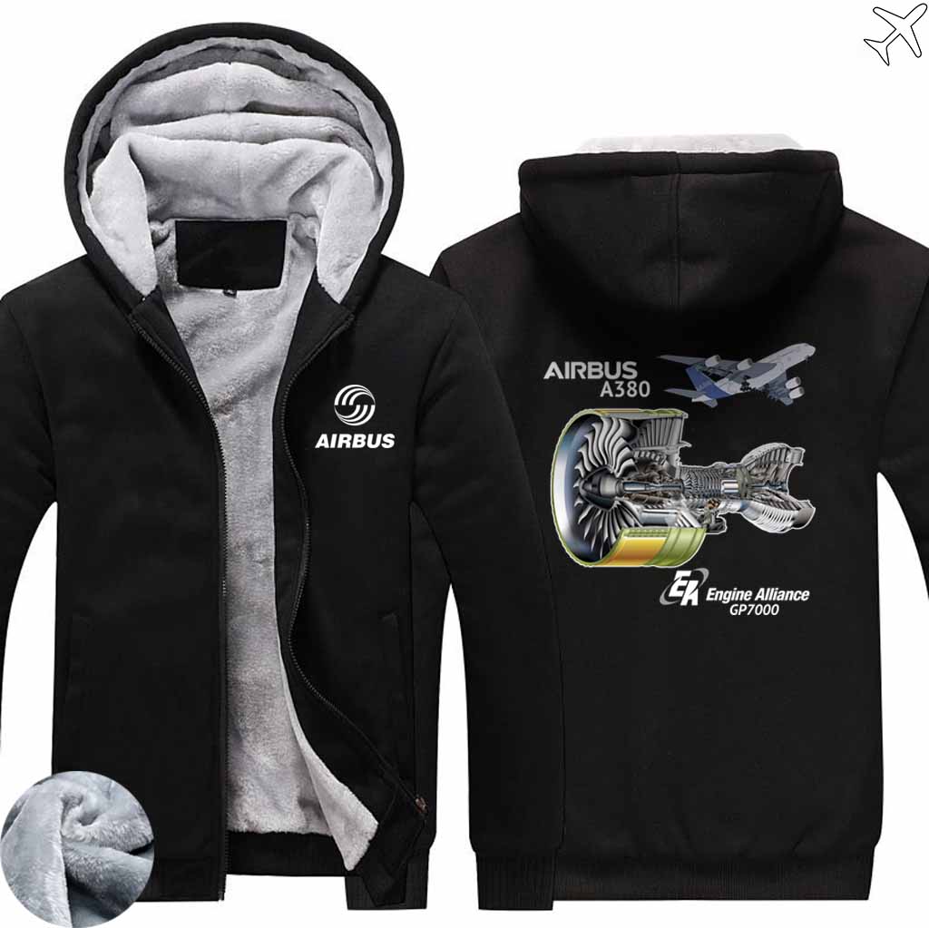 PILOTSX HOODIES AIRBUS A380 GP7000 ENGINE Zipper Sweaters