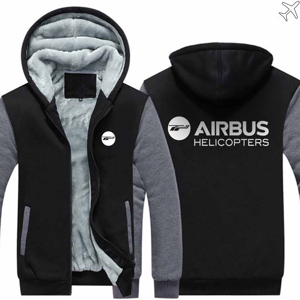 PILOTSX HOODIES Black Gray / S Airbus Helicopter Zipper Sweaters