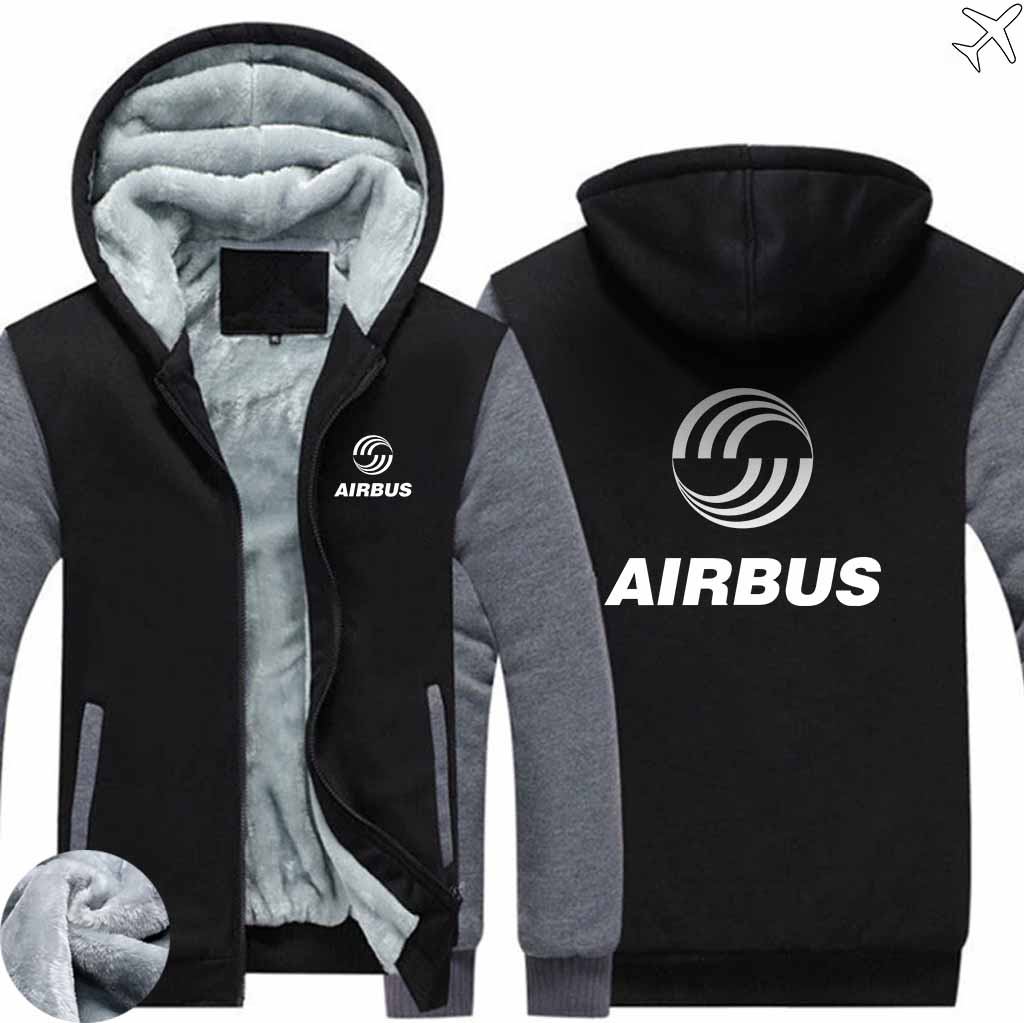 PILOTSX HOODIES Black Gray / S Airbus Logo Zipper Sweaters