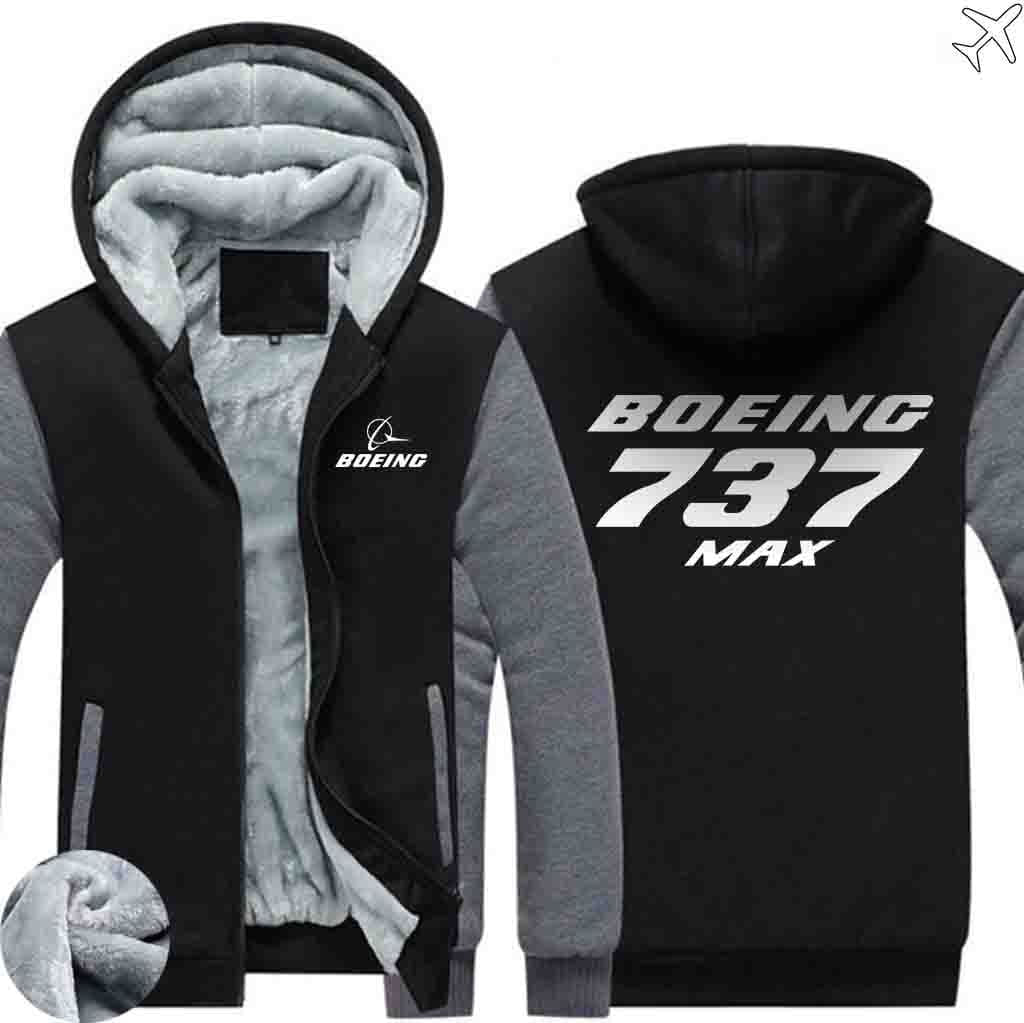 PILOTSX HOODIES Black Gray / S The 737 MAX Zipper Sweaters