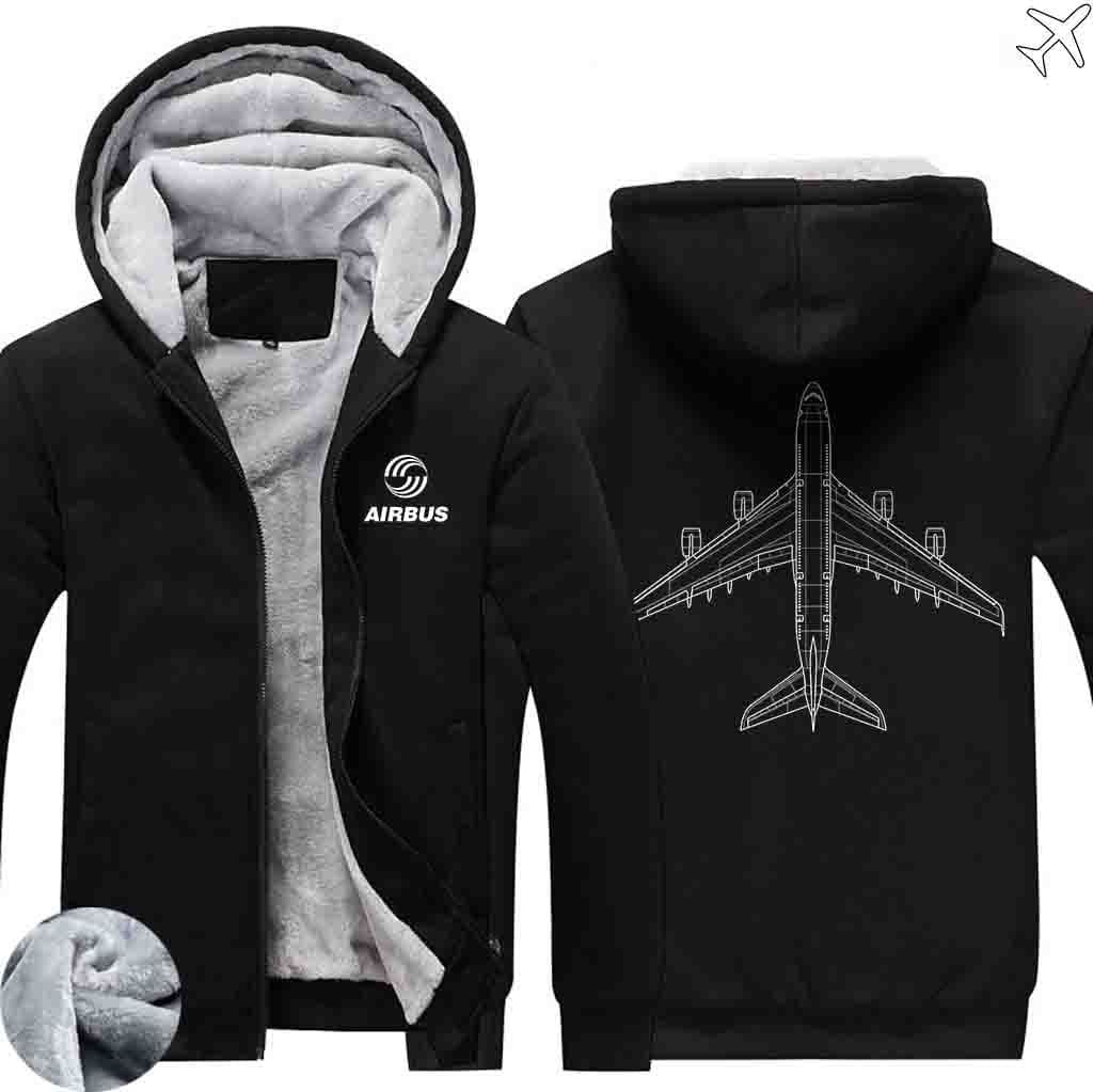 PILOTSX HOODIES Black / S Airbus A380 Zipper Sweaters