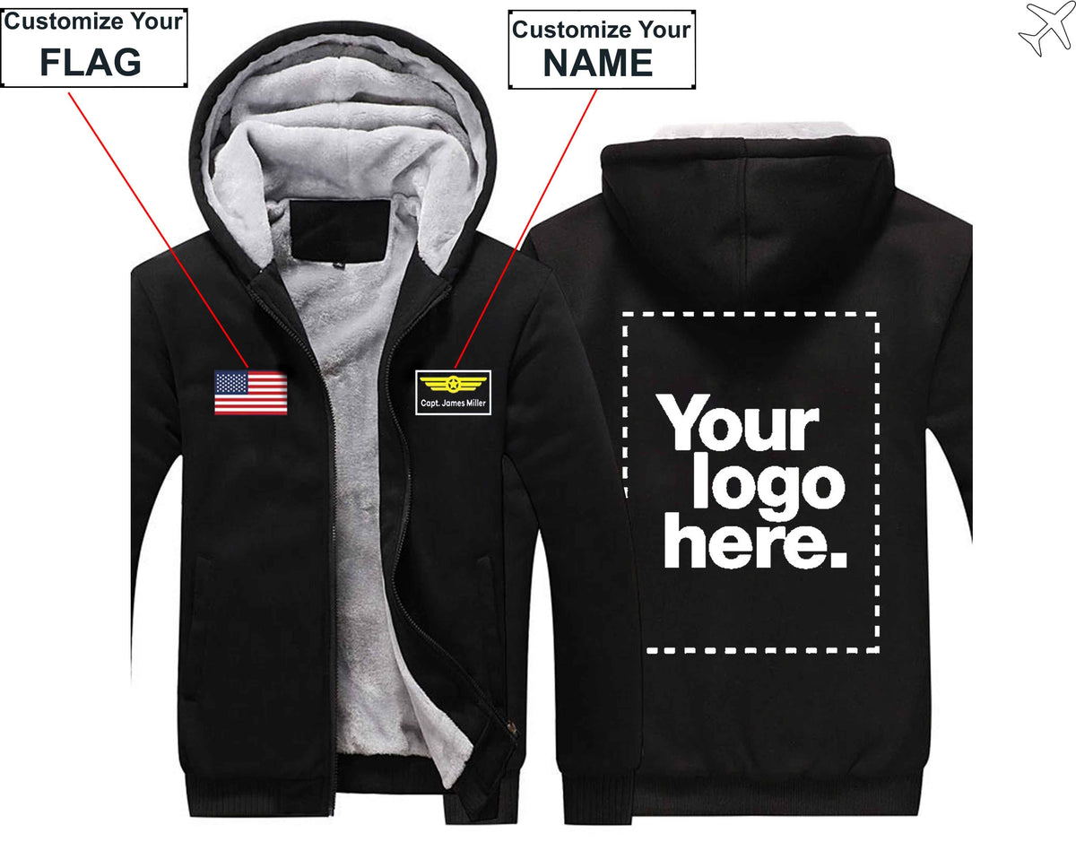 PILOTSX HOODIES Black / S The CUSTOM  FLAG, LOGO & NAME WITH BADGE DESIGNED Zipper Sweaters