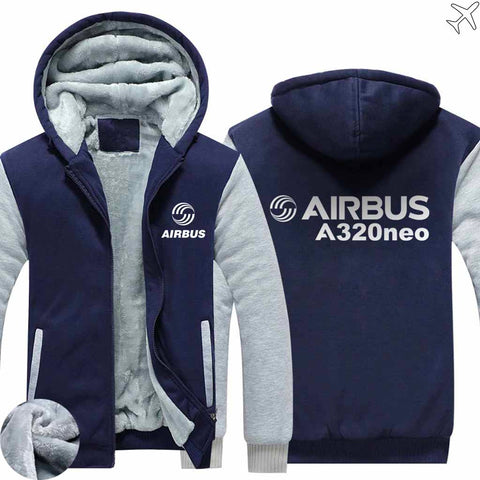 PILOTSX HOODIES Blue / S Airbus A320neo Zipper Sweaters