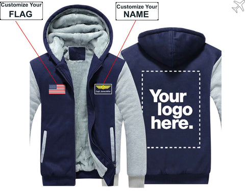 PILOTSX HOODIES Blue / S The CUSTOM  FLAG, LOGO & NAME WITH BADGE DESIGNED Zipper Sweaters