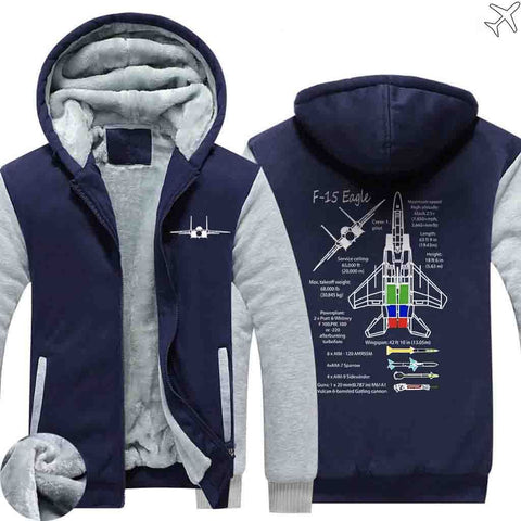 PILOTSX HOODIES Blue / S The F 15 Eagle Hoodies Zipper Sweaters