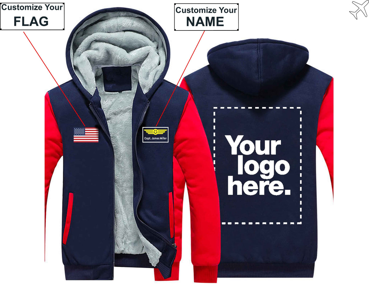 PILOTSX HOODIES Red / S The CUSTOM  FLAG, LOGO & NAME WITH BADGE DESIGNED Zipper Sweaters