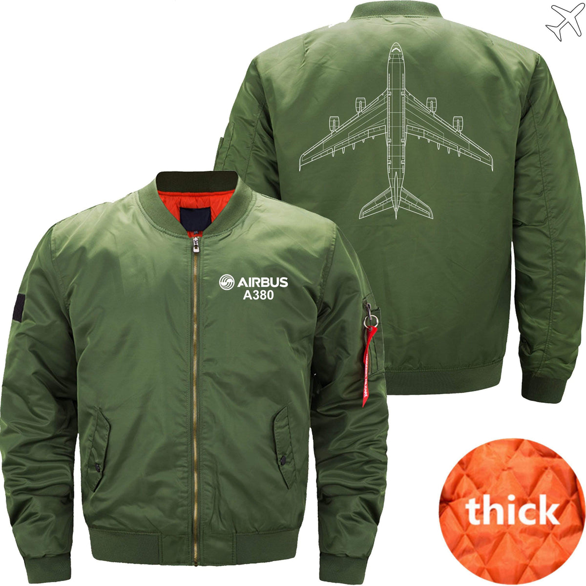 PilotsX Jacket Army green thick / S Airbus A-380 Diagram