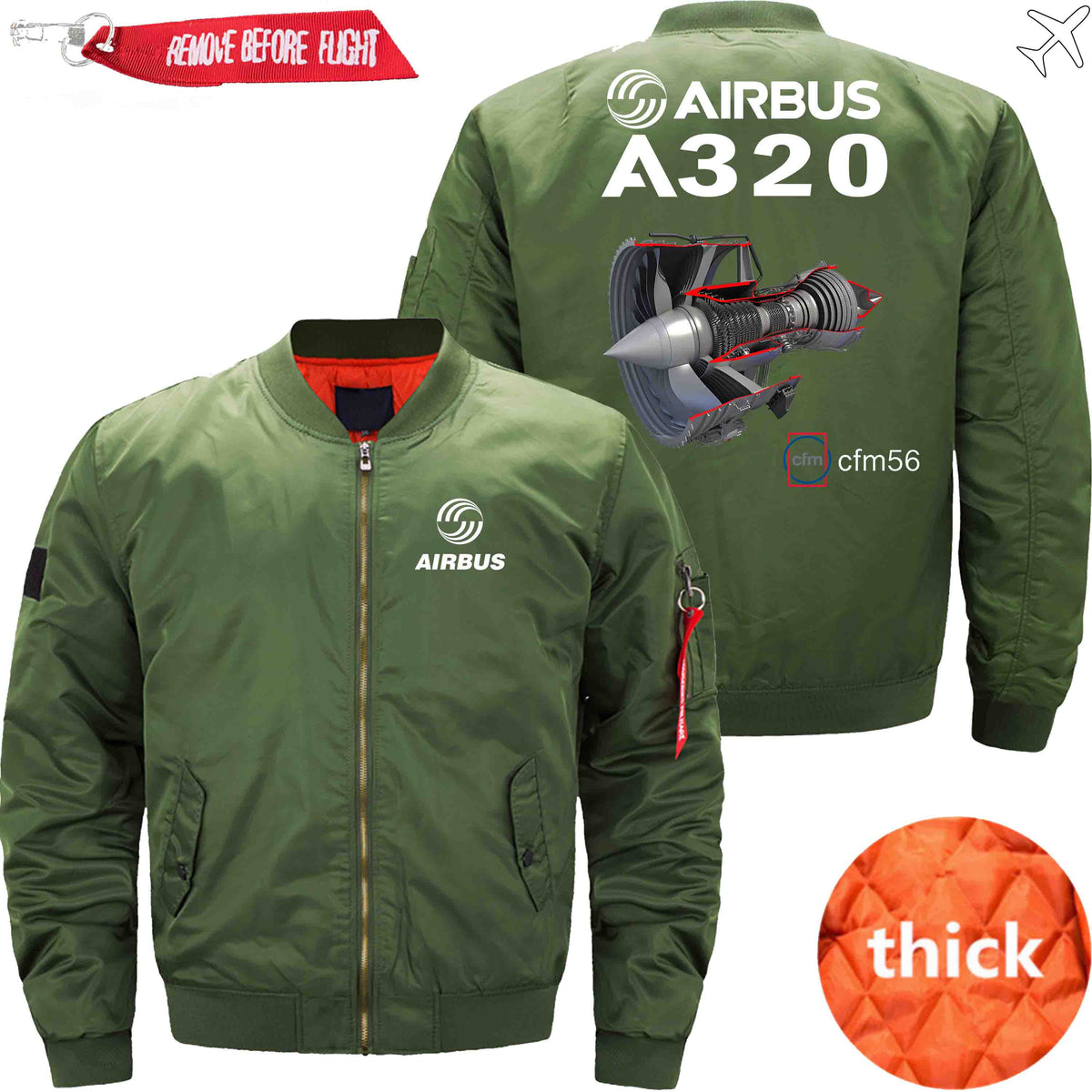 PilotsX Jacket Army green thick / S Airbus A320 cfm 56 Jacket -US Size