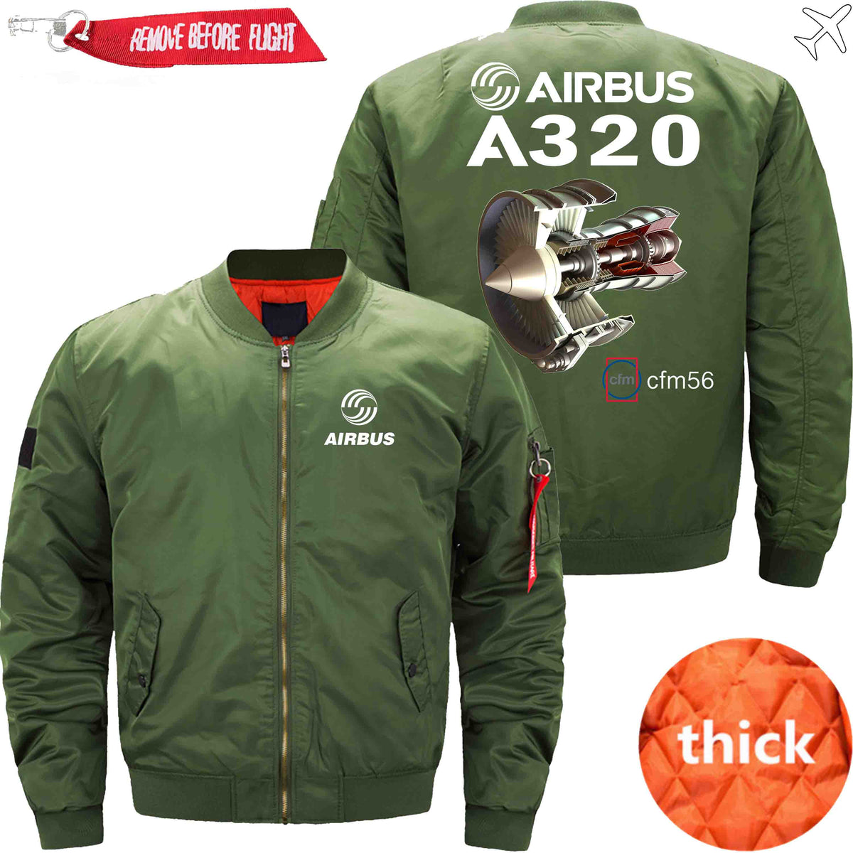 PilotsX Jacket Army green thick / XS Airbus A320 cfm 56 Jacket -US Size