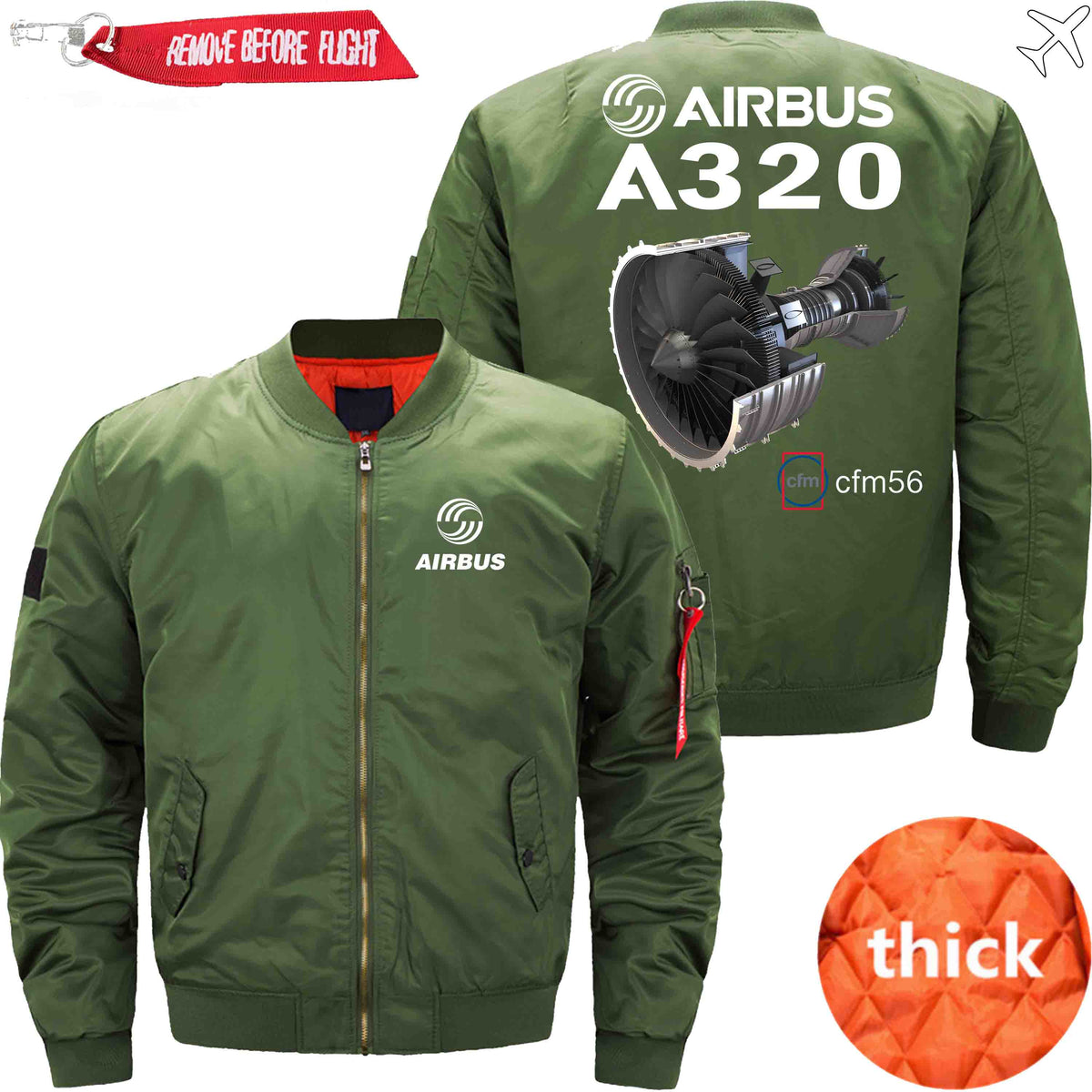 PilotsX Jacket Army green thick / XS Airbus A320 cfm 56 Jacket -US Size