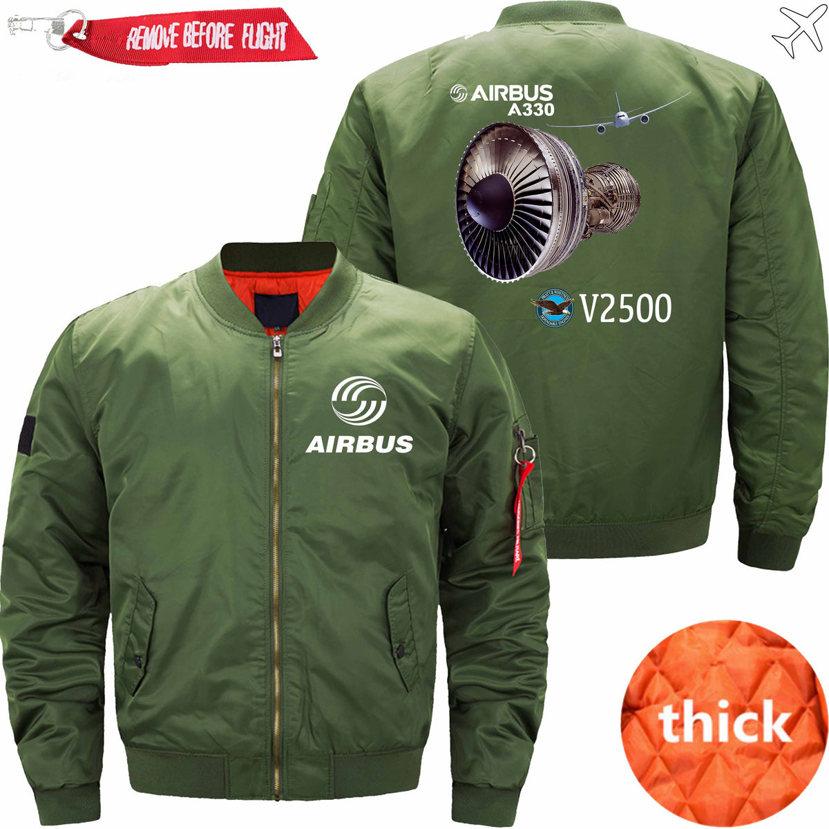 PilotsX Jacket Army green thick / XS Airbus A330-Engine V2500 Jacket -US Size