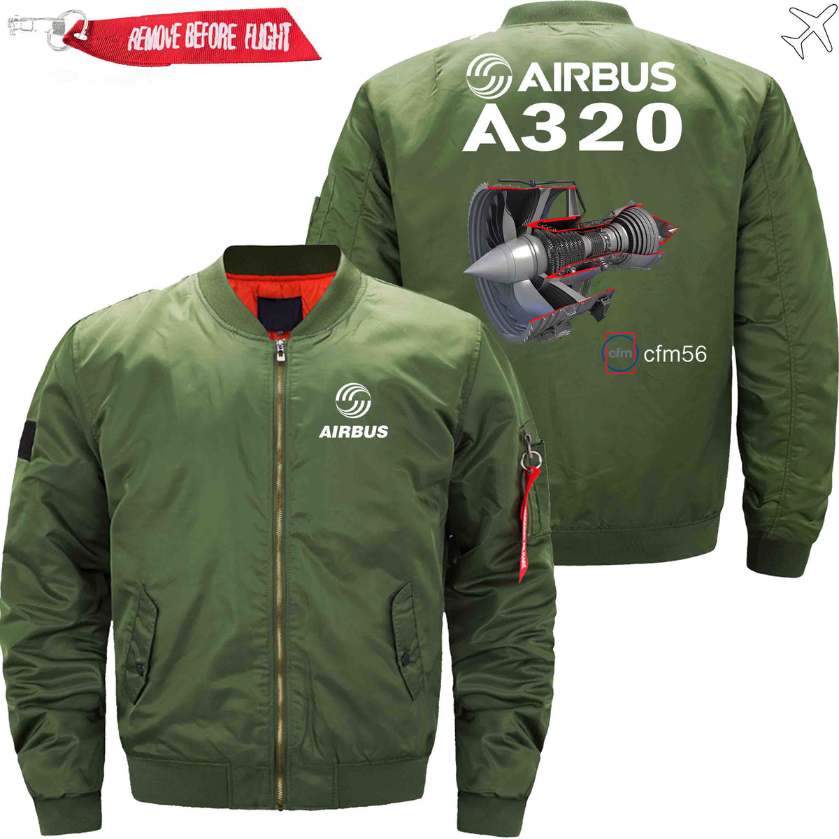 PilotsX Jacket Army green thin / S Airbus A320 cfm 56 Jacket -US Size