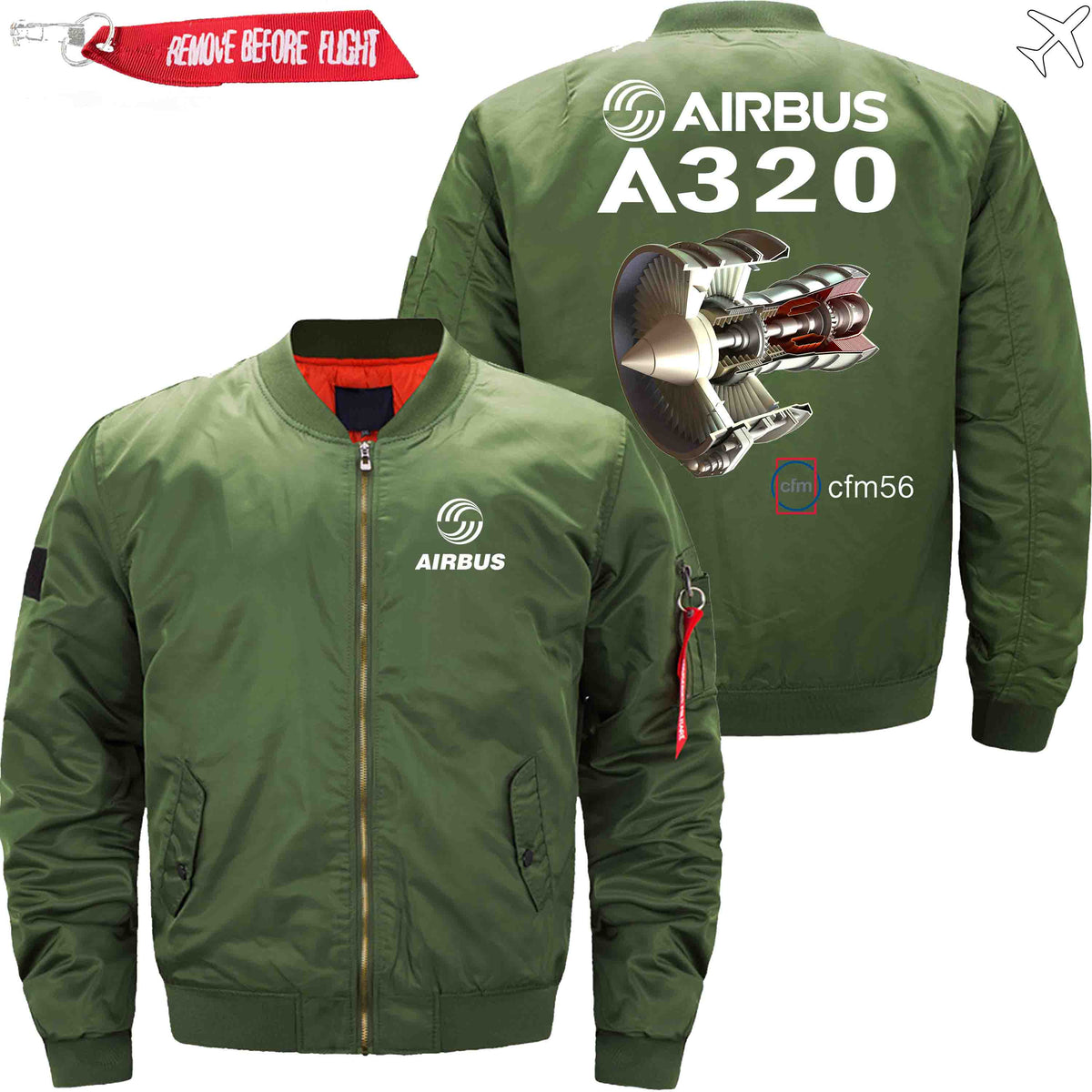 PilotsX Jacket Army green thin / XS Airbus A320 cfm 56 Jacket -US Size