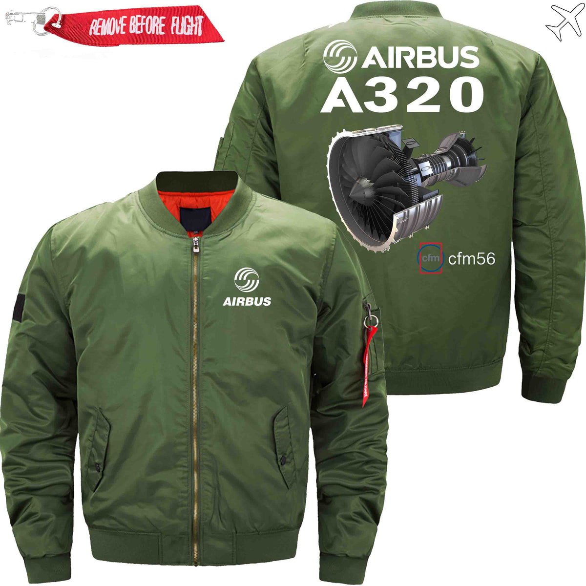 PilotsX Jacket Army green thin / XS Airbus A320 cfm 56 Jacket -US Size