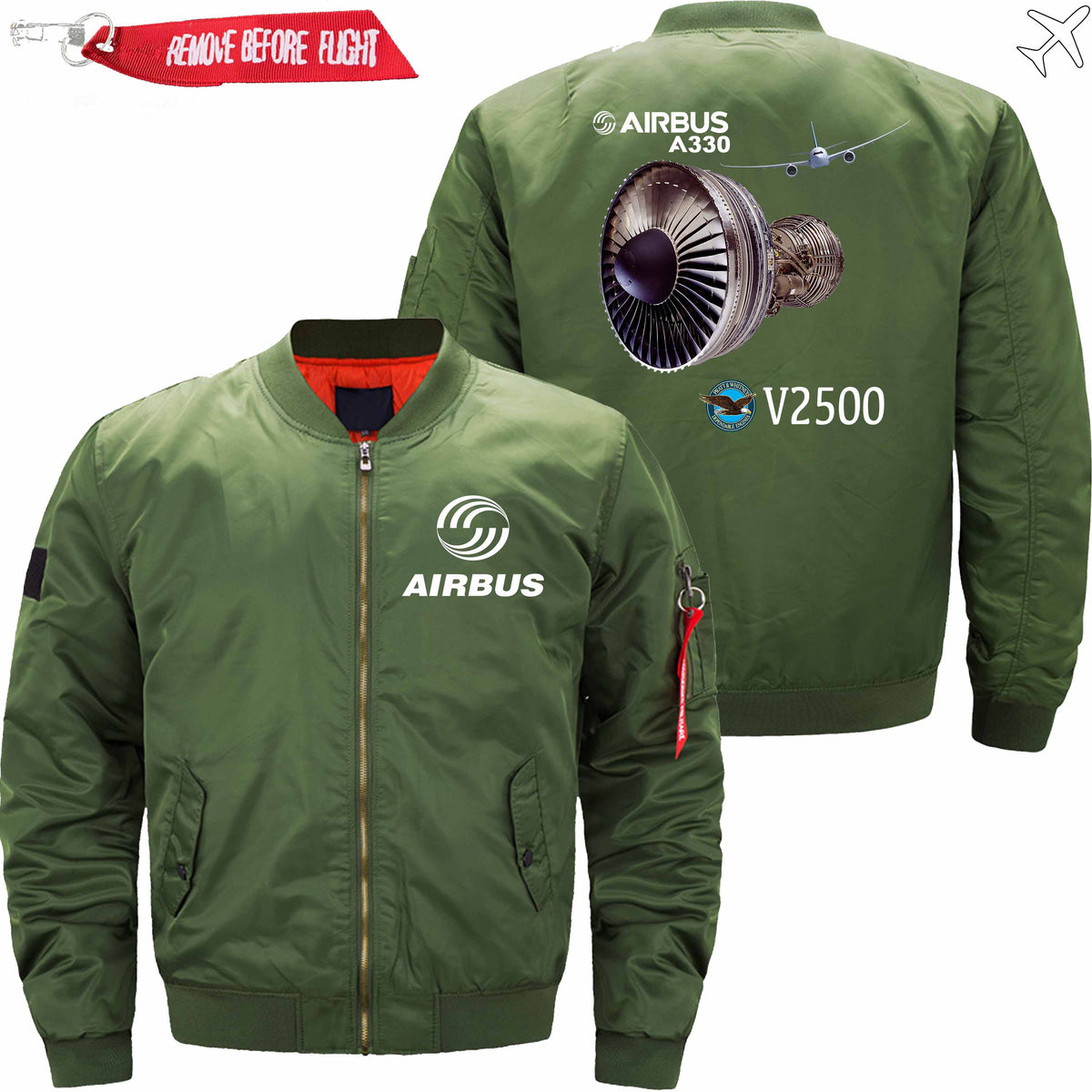 PilotsX Jacket Army green thin / XS Airbus A330-Engine V2500 Jacket -US Size