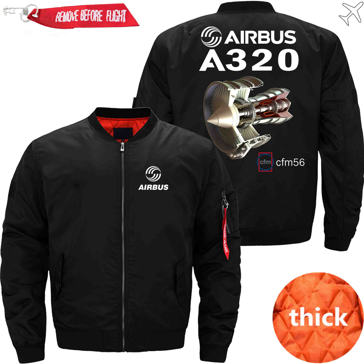 PilotsX Jacket Black thick / XS Airbus A320 cfm 56 Jacket -US Size