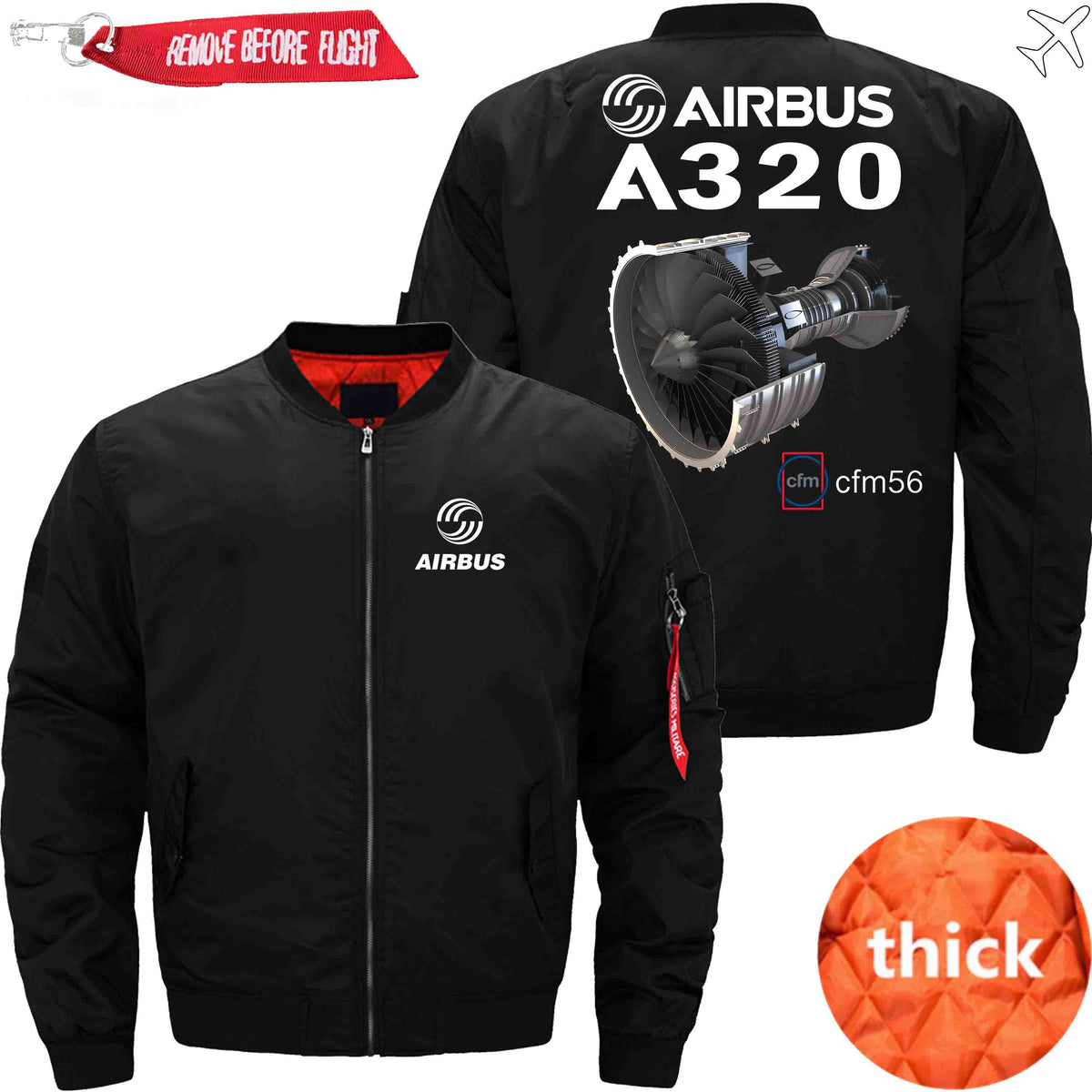 PilotsX Jacket Black thick / XS Airbus A320 cfm 56 Jacket -US Size