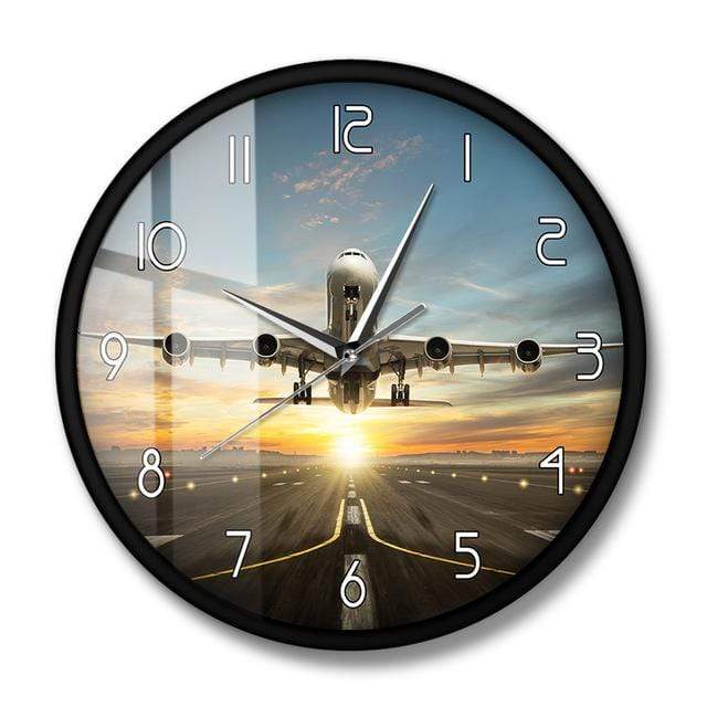 PILOTSX Wall Clock Metal Frame A340 Commercial Jetliner Wall Clock