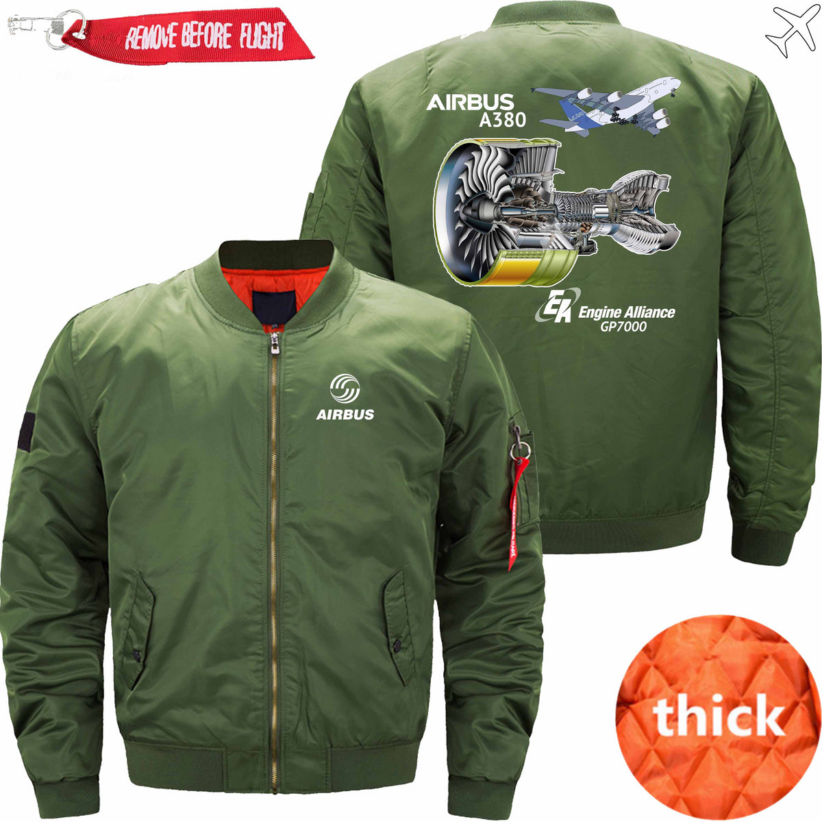 PilotX Jacket Army green thick / S AIRBUS A380 GP7000 ENGINE Jacket -US Size