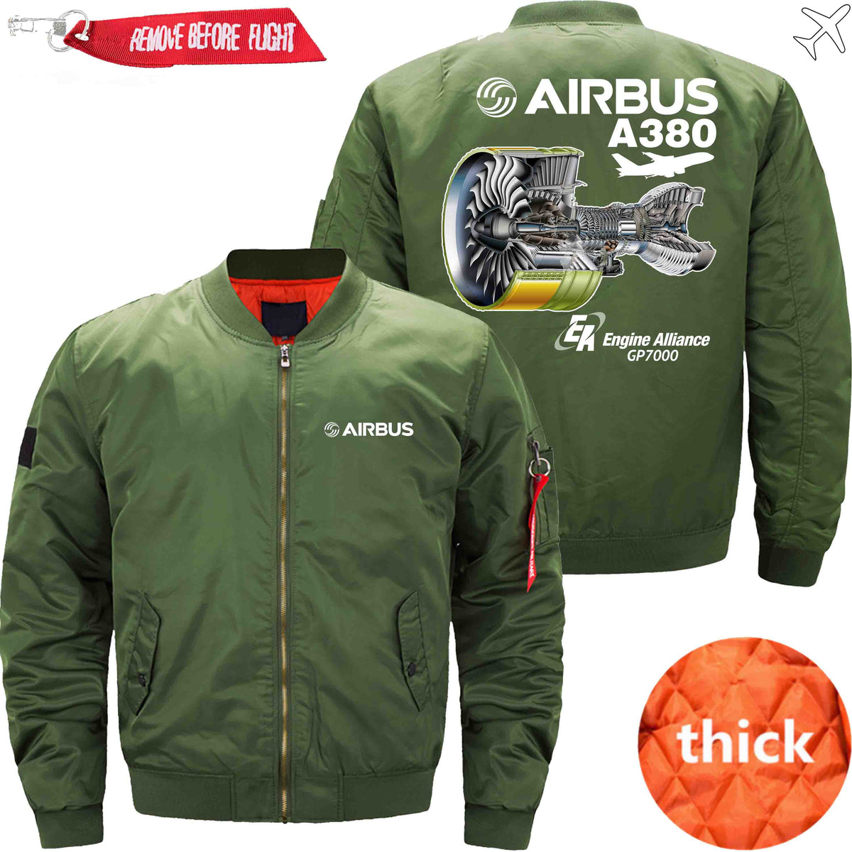 PilotX Jacket Army green thick / S AIRBUS A380 GP7000 Jacket -US Size