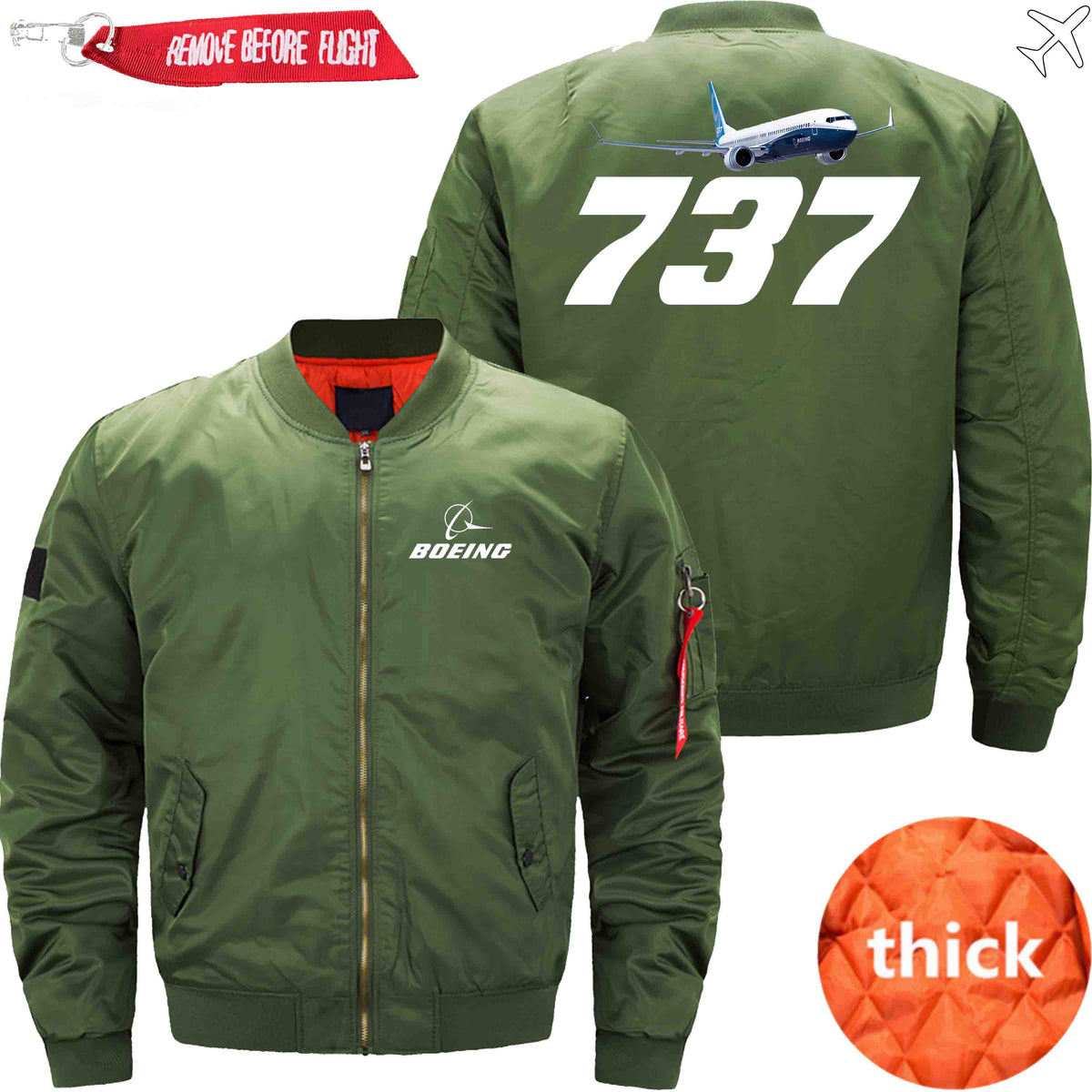 PilotX Jacket Army green thick / S B 737 WITH AIRCRAFT Jacket -US Size