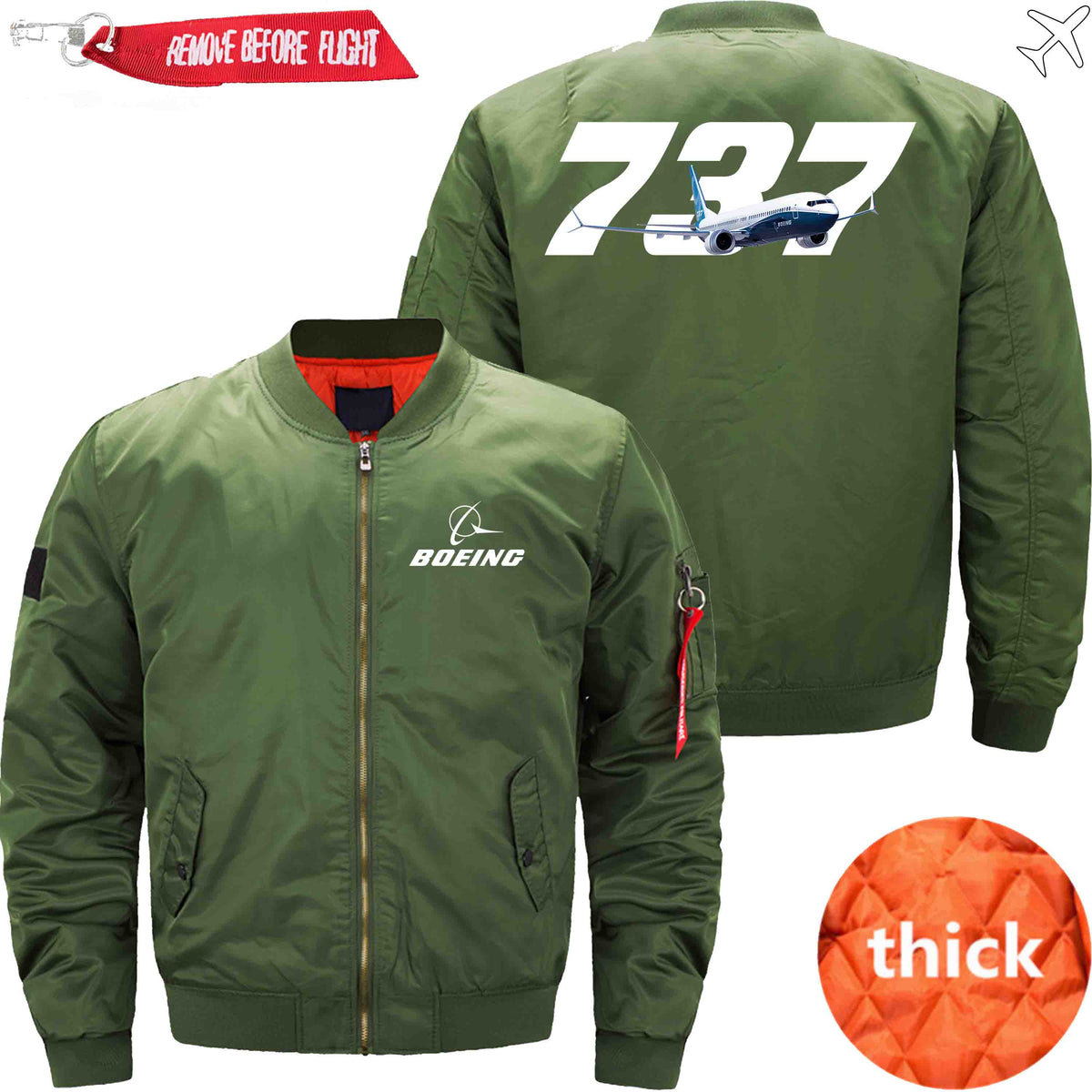 PilotX Jacket Army green thick / S B 737 With Aircraft Jacket -US Size