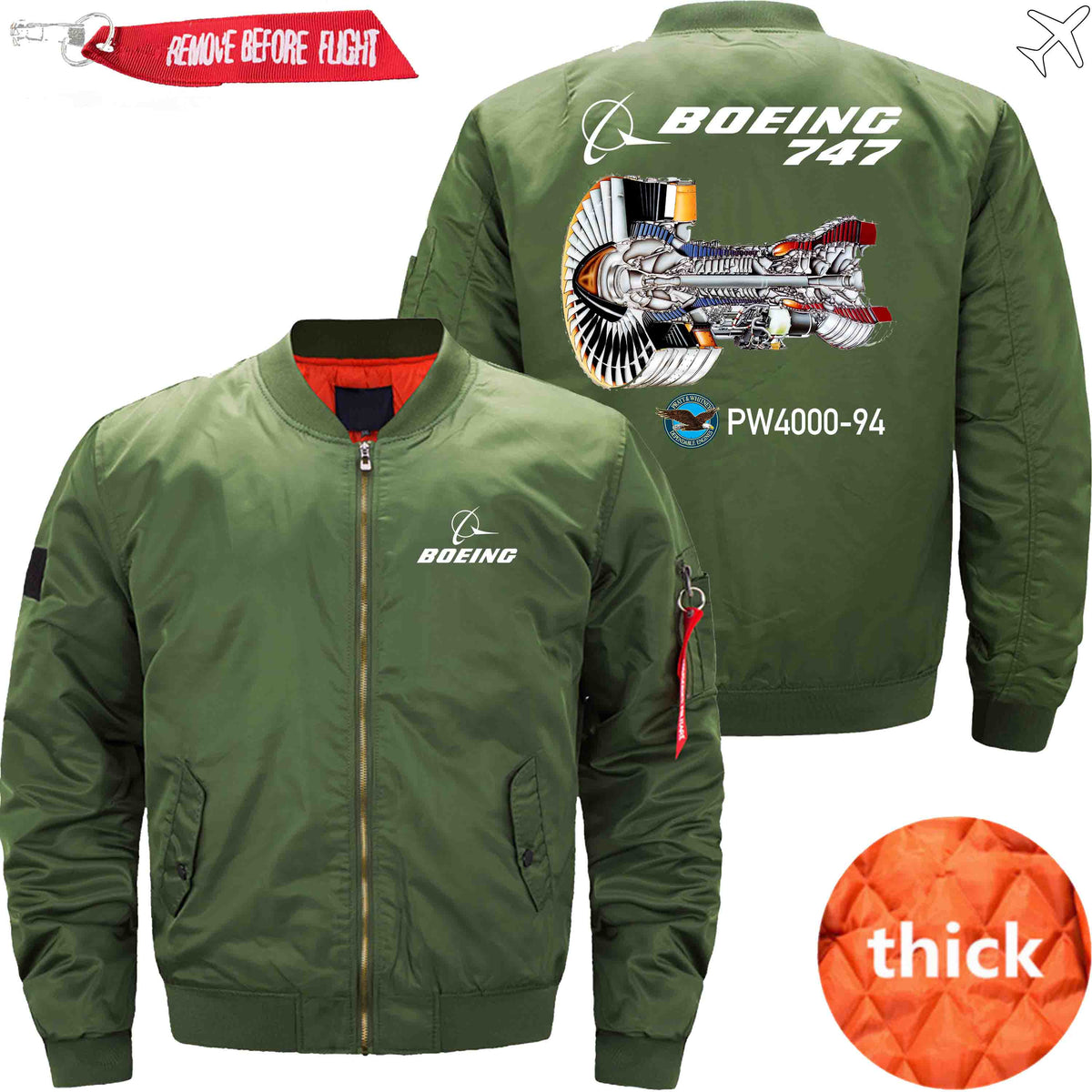 PilotX Jacket Army green thick / S B 747 PW4000-94 Jacket -US Size