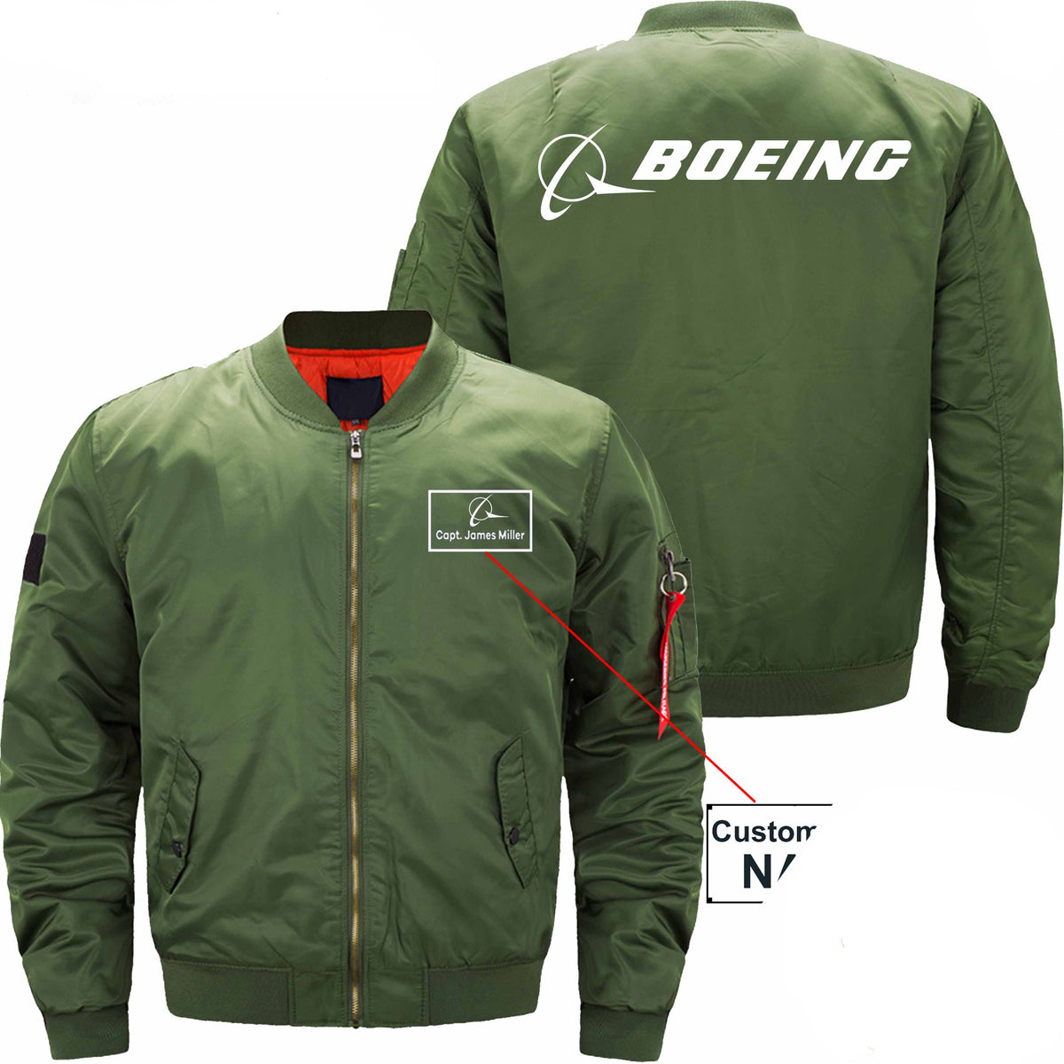 PilotX Jacket Army green thick / S B logo CUSTOM NAME JACKET Jacket -US Size