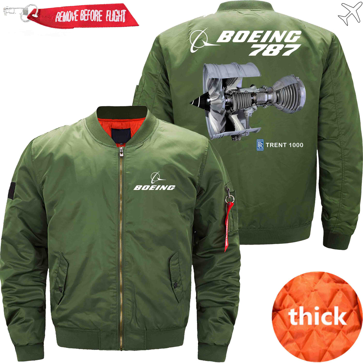 PilotX Jacket Army green thick / S The 787 TRENT 1000 Jacket -US Size