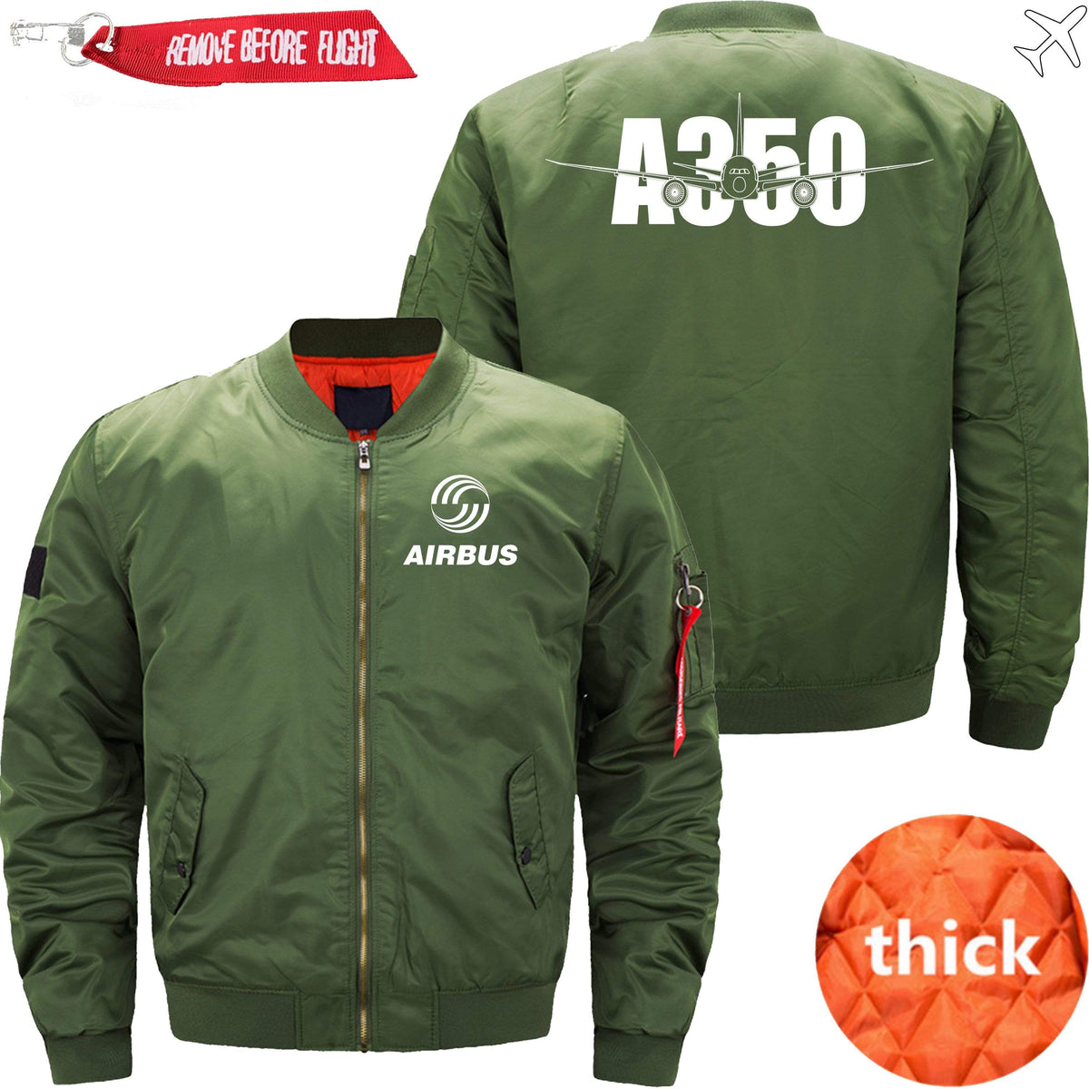 PilotX Jacket Army green thick / XS A350 With Aircraft