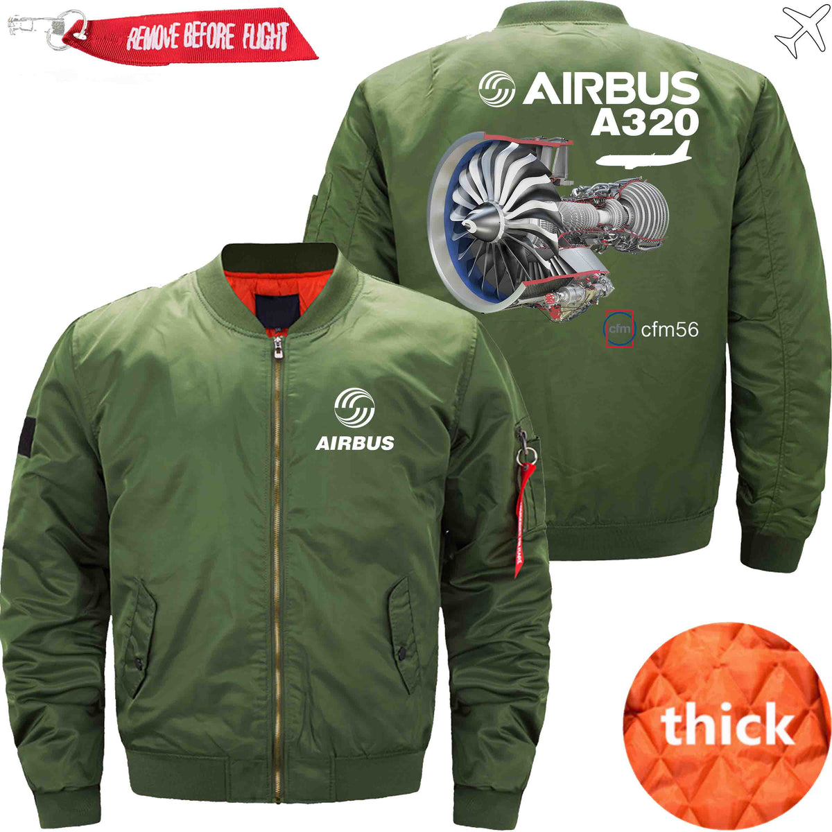 PilotX Jacket Army green thick / XS AIRBUS A320 CFM56 Jacket -US Size