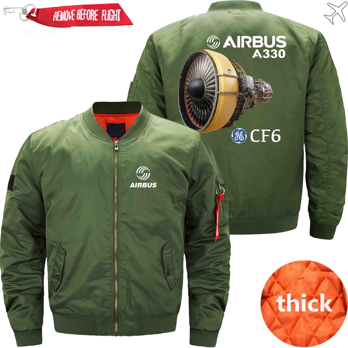 PilotX Jacket Army green thick / XS Airbus A330 & CF6 Jacket -US Size