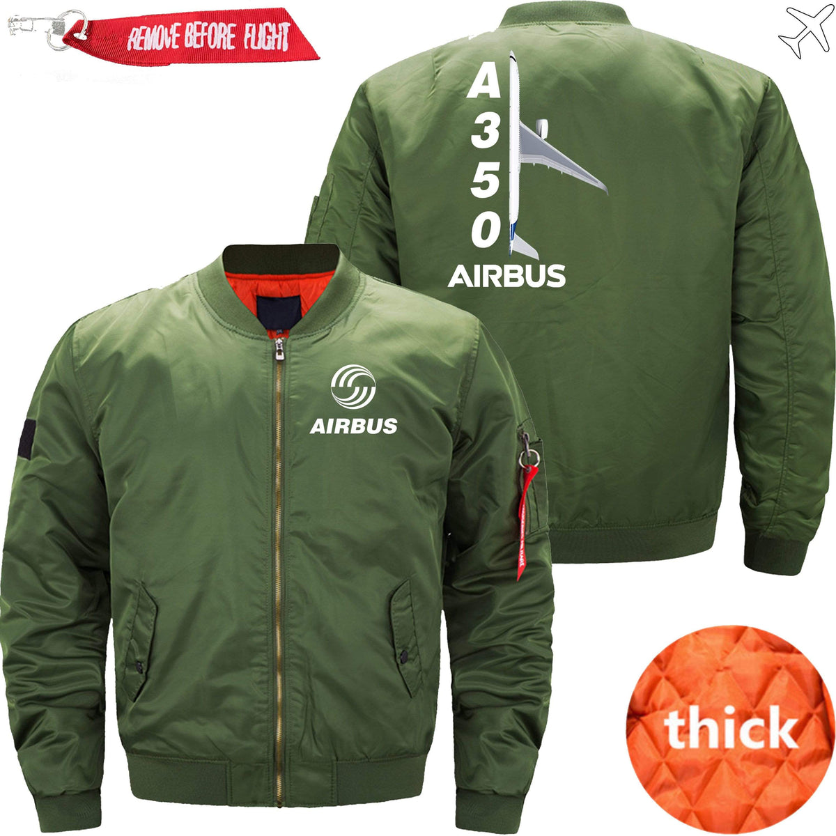 PilotX Jacket Army green thick / XS Airbus A350 Side View