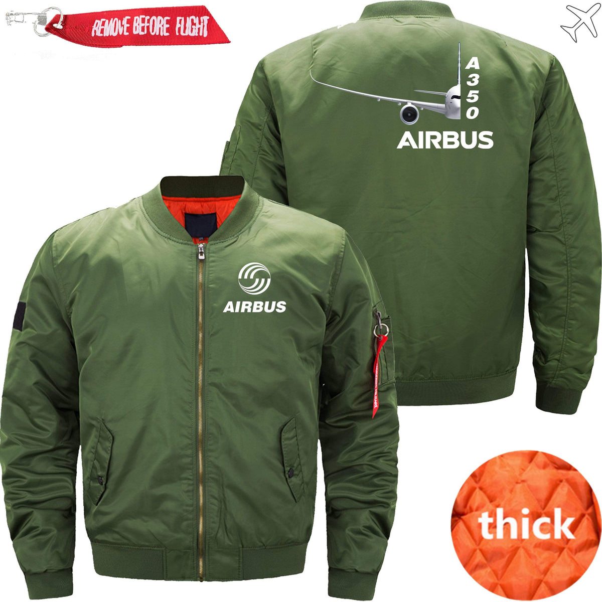 PilotX Jacket Army green thick / XS Airbus A350 Side View